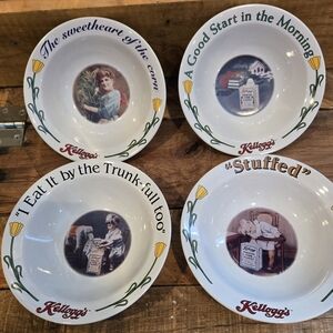 Vtg '96 Kelloggs Cereal Bowls Set Of 4 Collectible Stoneware